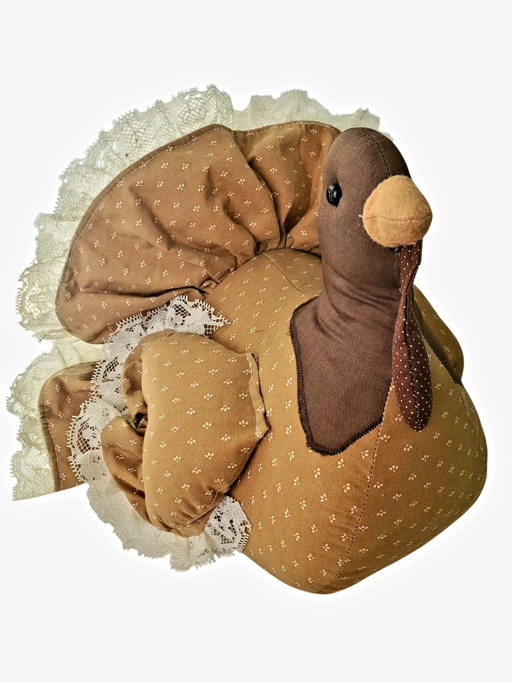 Vintage Country Chic Fabric Turkey Plush Thanksgiving Decor